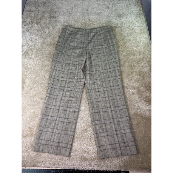 Talbots Trousers Wool Blend Plaid Lined Size 14 Stretch Straight Wide C216 - Picture 1 of 13